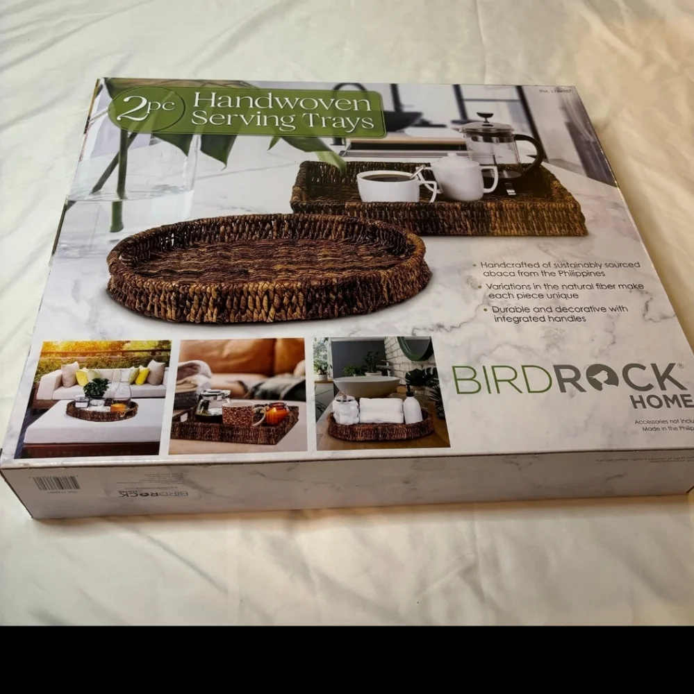 Birdrock Home Handwoven Serving Tray (2-piece set) New